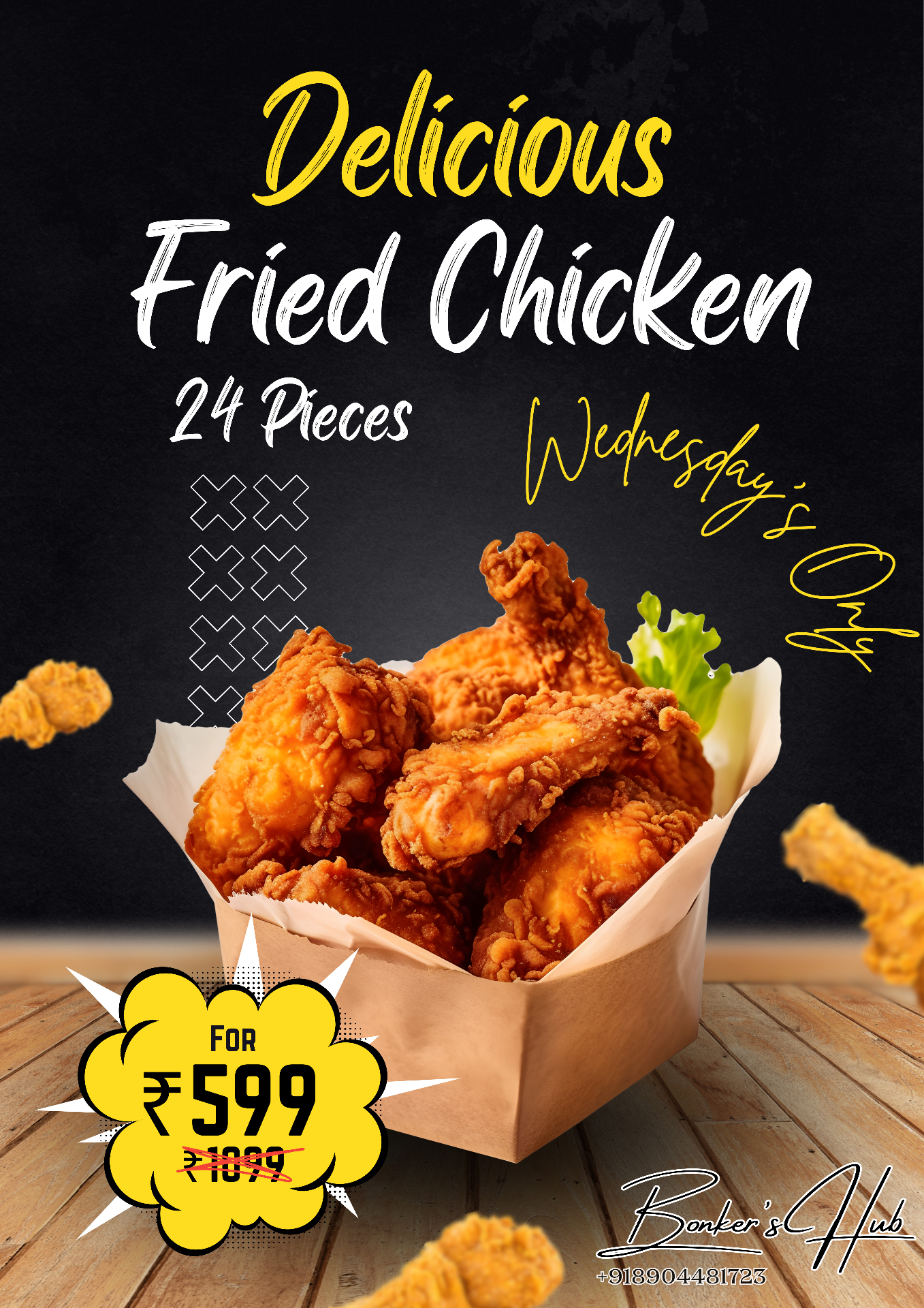 Bonkers Hub poster — Delicious Fried Chicken · 24 Pieces